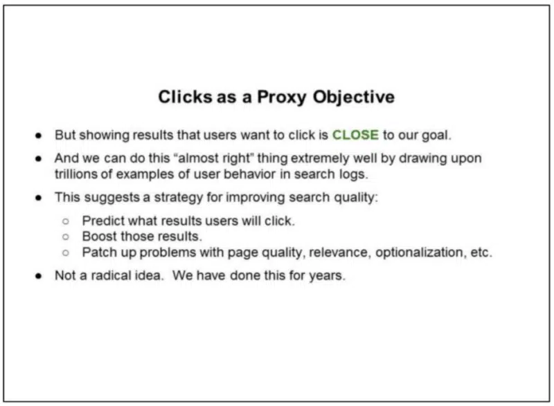 Clicks as a Proxy Objective