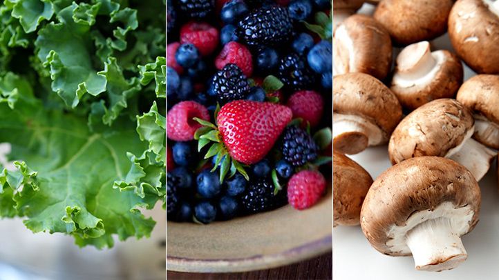 Kale, berries and mushrooms.